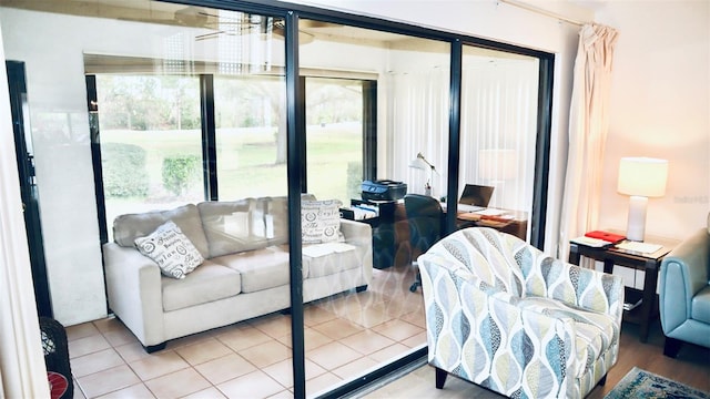 view of tiled living room