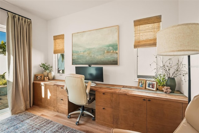 office with light wood-style flooring