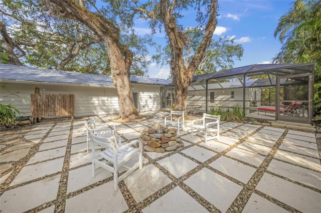 view of patio / terrace with glass enclosure