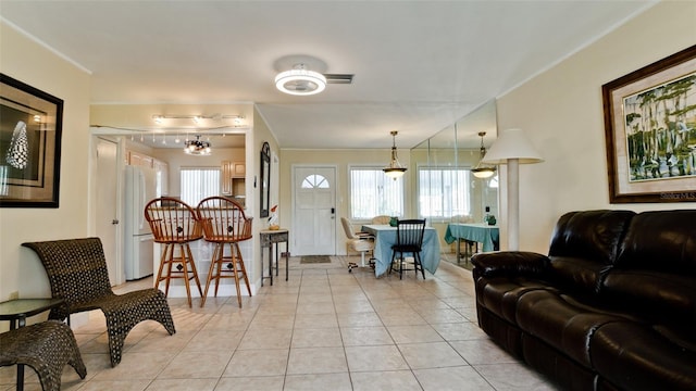 view of tiled living room