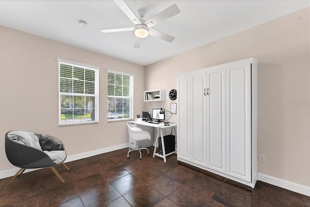 home office with ceiling fan