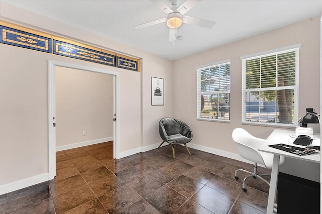 office area featuring ceiling fan