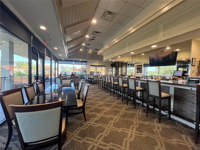 view of carpeted dining room