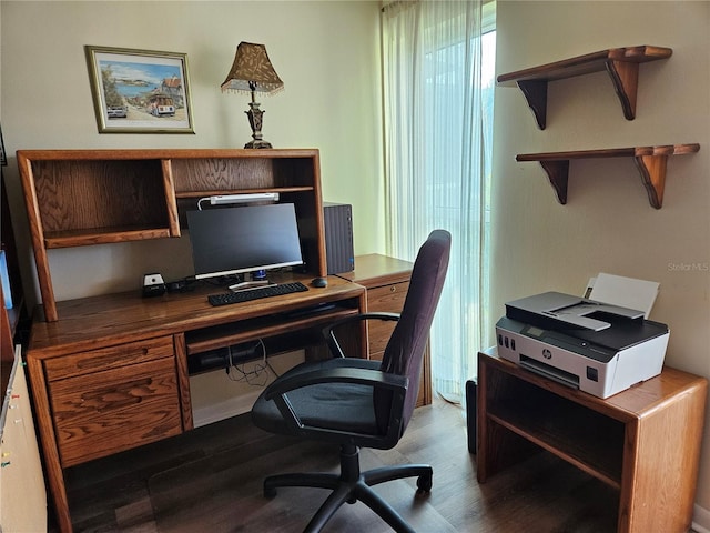 home office featuring wood finished floors