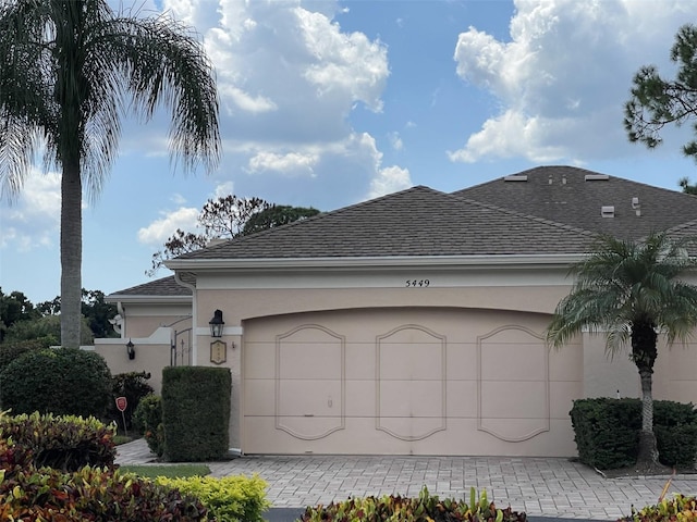 exterior space featuring a garage