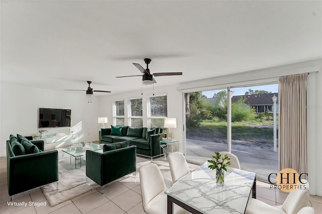 view of tiled living room