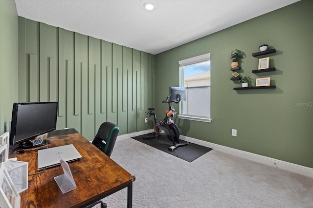 home office with carpet floors