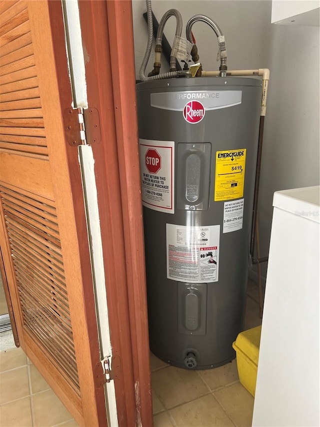 utility room with water heater