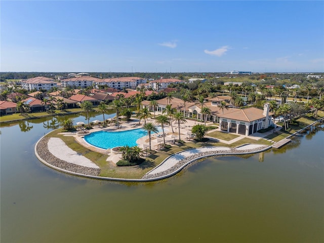 bird's eye view featuring a water view