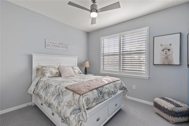 bedroom with carpet floors and ceiling fan