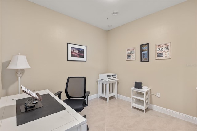 home office featuring light tile patterned floors