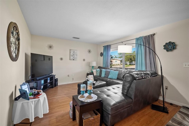 living room with hardwood / wood-style floors