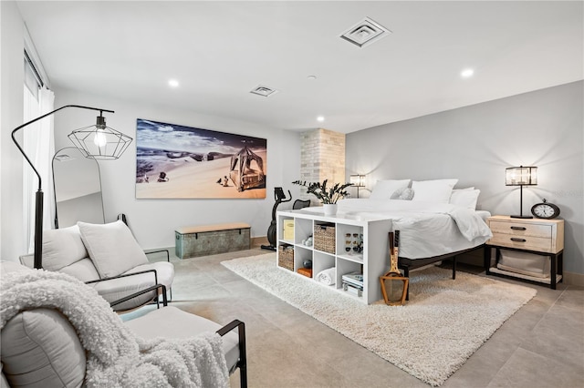 bedroom featuring visible vents and recessed lighting