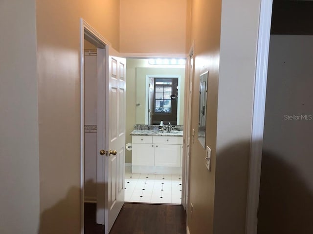 hall with sink