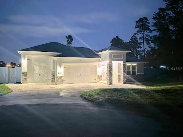 view of front of property featuring a garage