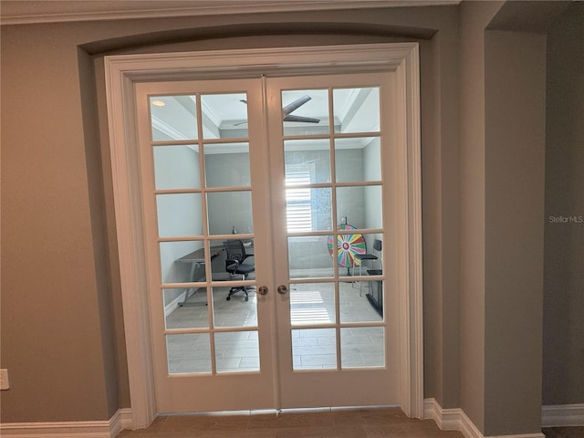 doorway featuring french doors