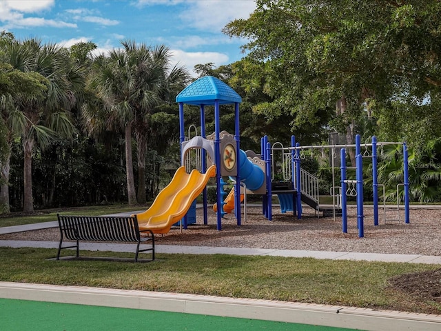 view of play area featuring a yard