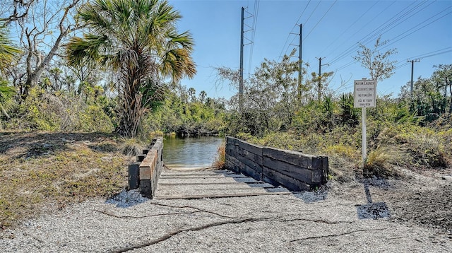 view of dock featuring a water view