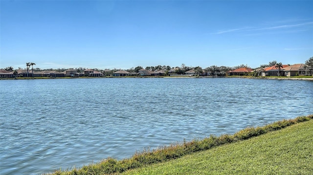 view of water feature with a residential view