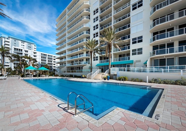 view of pool with a gazebo