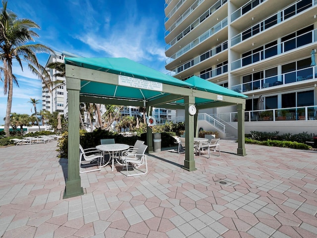 view of patio featuring a gazebo