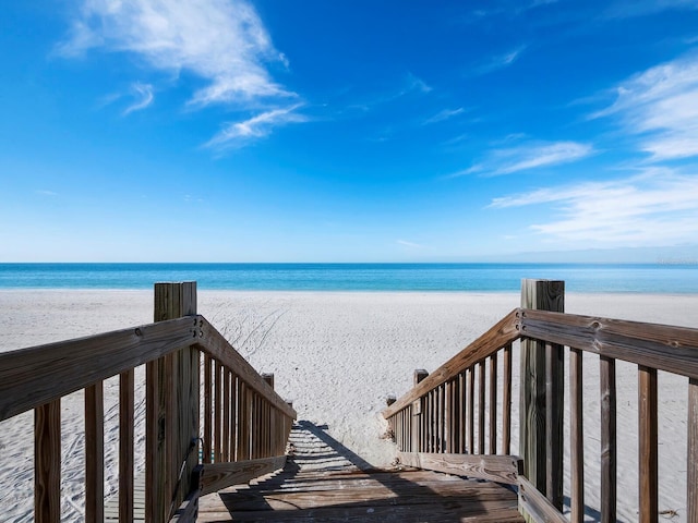 property view of water featuring a view of the beach