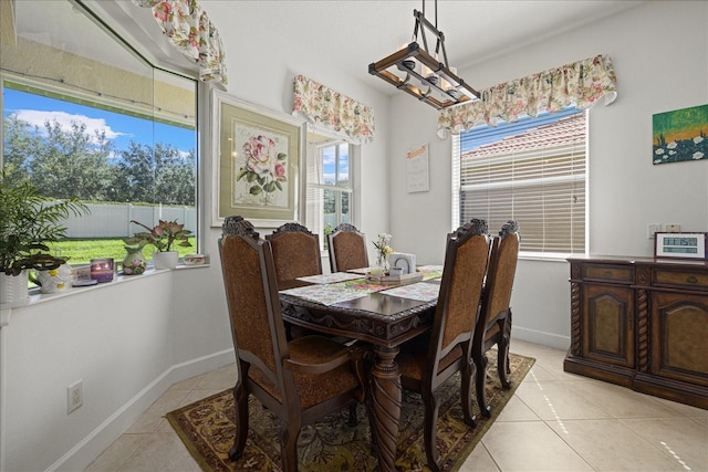 view of tiled dining space