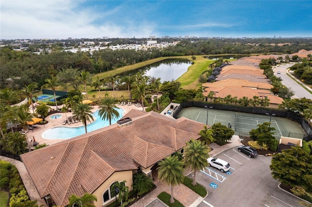 bird's eye view featuring a water view