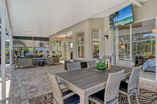 view of patio / terrace with an outdoor hangout area and ceiling fan