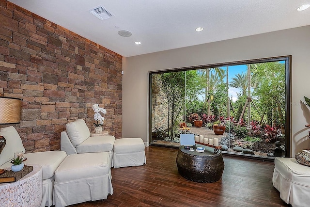 living area featuring dark hardwood / wood-style floors