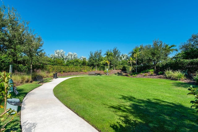 view of home's community with a lawn