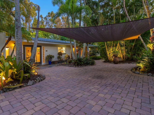 view of patio with decorative driveway