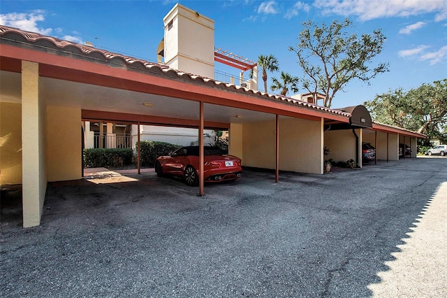 view of covered parking lot