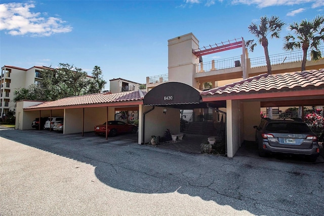 view of covered parking lot