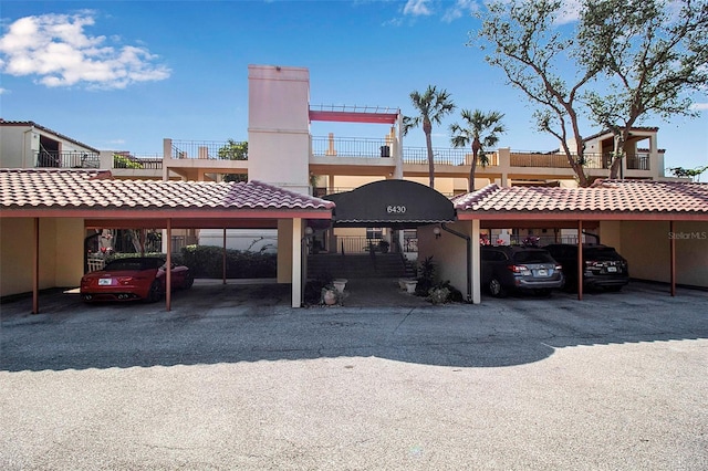 view of covered parking lot