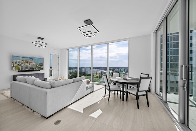 living room featuring expansive windows