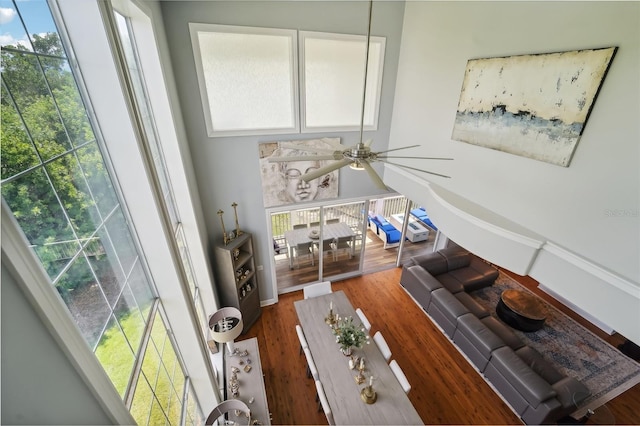 living room featuring dark hardwood / wood-style flooring