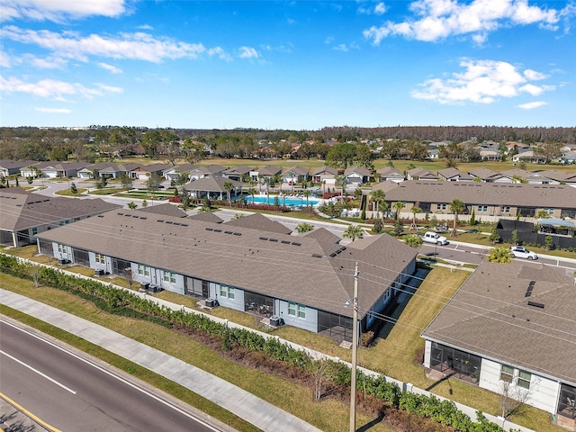 drone / aerial view with a residential view