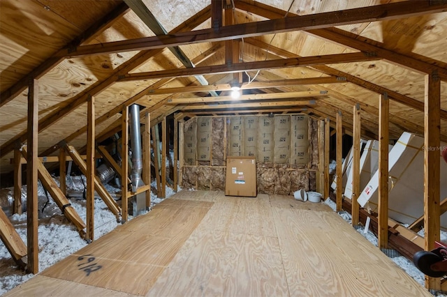 view of unfinished attic