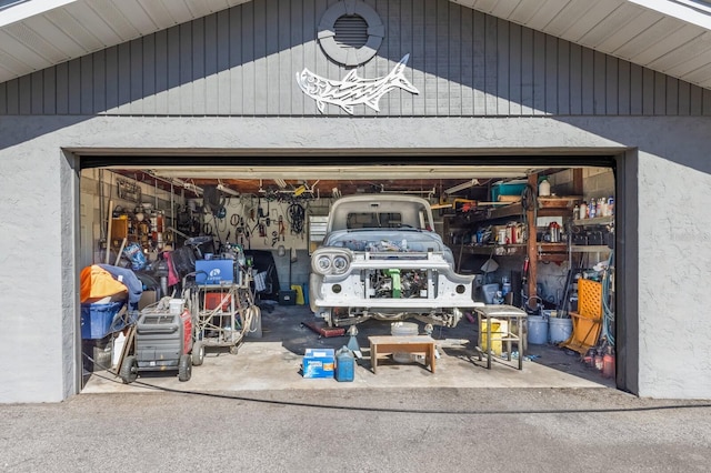 view of garage