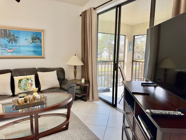 view of tiled living room