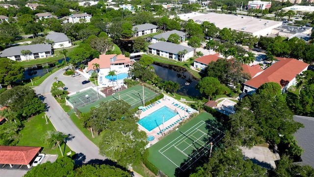 bird's eye view featuring a water view