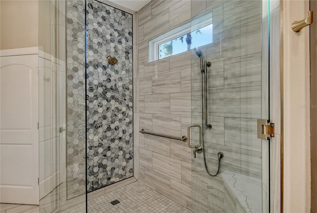 bathroom featuring walk in shower