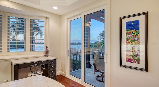 400 N Washington Dr, Sarasota, FL 34236 - office area featuring dark wood finished floors, recessed lighting, and baseboards