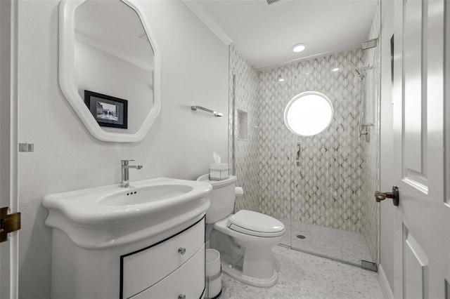 400 N Washington Dr, Sarasota, FL 34236 - bathroom featuring vanity, toilet, and a shower stall