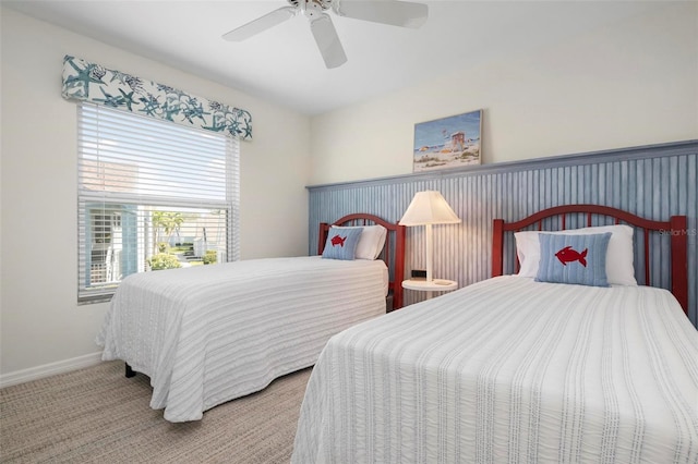 bedroom featuring carpet and ceiling fan