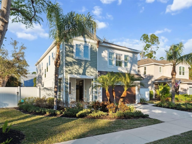 view of front facade with a garage and a front yard