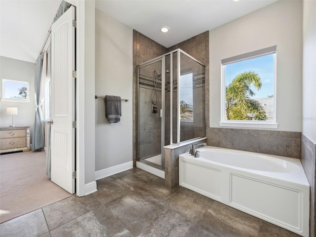 bathroom with plus walk in shower