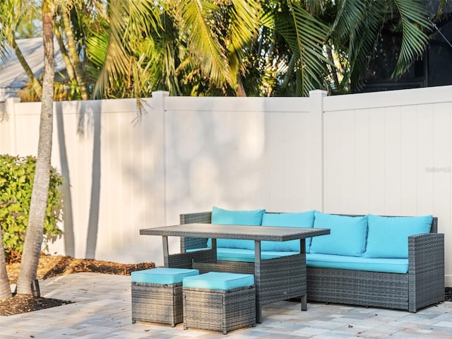 view of patio featuring an outdoor living space