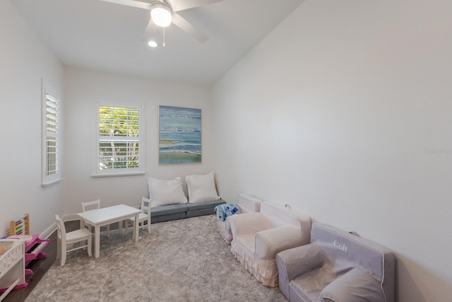 living area with carpet floors